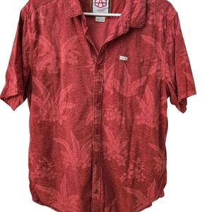 RVCA Red Tropical Casual Button Down Shirt